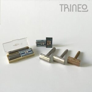 Máquinas de afeitar plata antiguas X 4 + HOJITAS