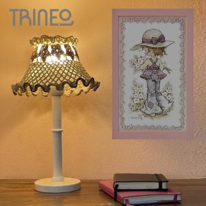 Lámpara Del Viso con crochet- Base metal pintado (Alto total 42cm)