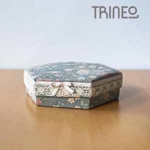 Caja forrada gris hexagonal (20cm)