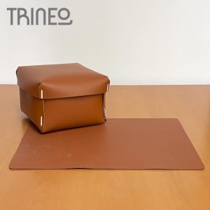SET ESCRITORIO CUERO MARRÓN CAJA (18CM X 18CM X 12CM) + PAD (40CM X 30CM)
