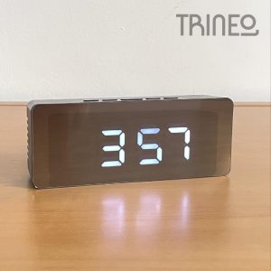 RELOJ DESPERTADOR DIGITAL ESPEJADO (14cm ancho) Funciona
