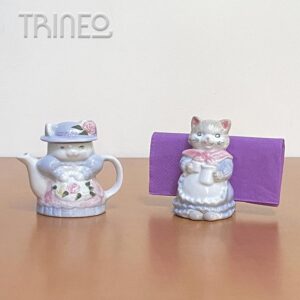 JUEGO CERÁMICA GATITOS TETERITA Y PORTA SERVILLETAS