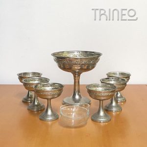 Ponchera/frutera + 5 copas postre + 5 COMPOTERITAS VIDRIO