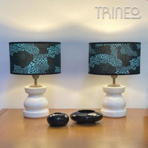 Veladores Haedo x 2 - Base cerámica blanca (Alto total: 38cm)