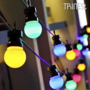 GUIRNALDA 16 BOMBILLOS HALÓGENOS COLORES AMARILLO AZUL ROJO Y VERDE - EXTERIOR (10M LARGO) - TENEMOS 1