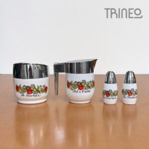 JUEGO ACEITE + VINAGRE + SAL + PIMIENTA
