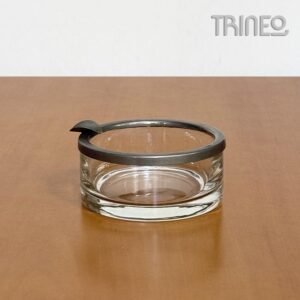 CENICERO VIDRIO Y METAL (9CM DIÁMETRO)
