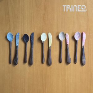 SET DE CUCHARITAS + CUCHILLOS PARA DESAYUNO - ASIA - PIEDRA Y MADERA